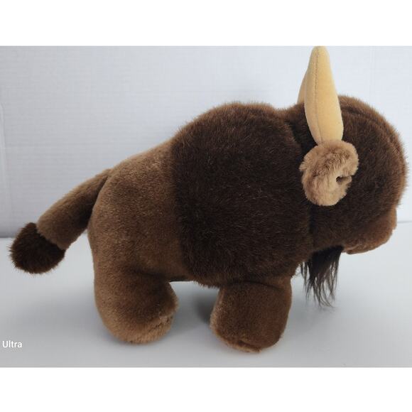 Vintage Dkin 1980s Buffalo Bison Brown Plush Stuffed Animal Soft Toy Collectible - Picture 1 of 9